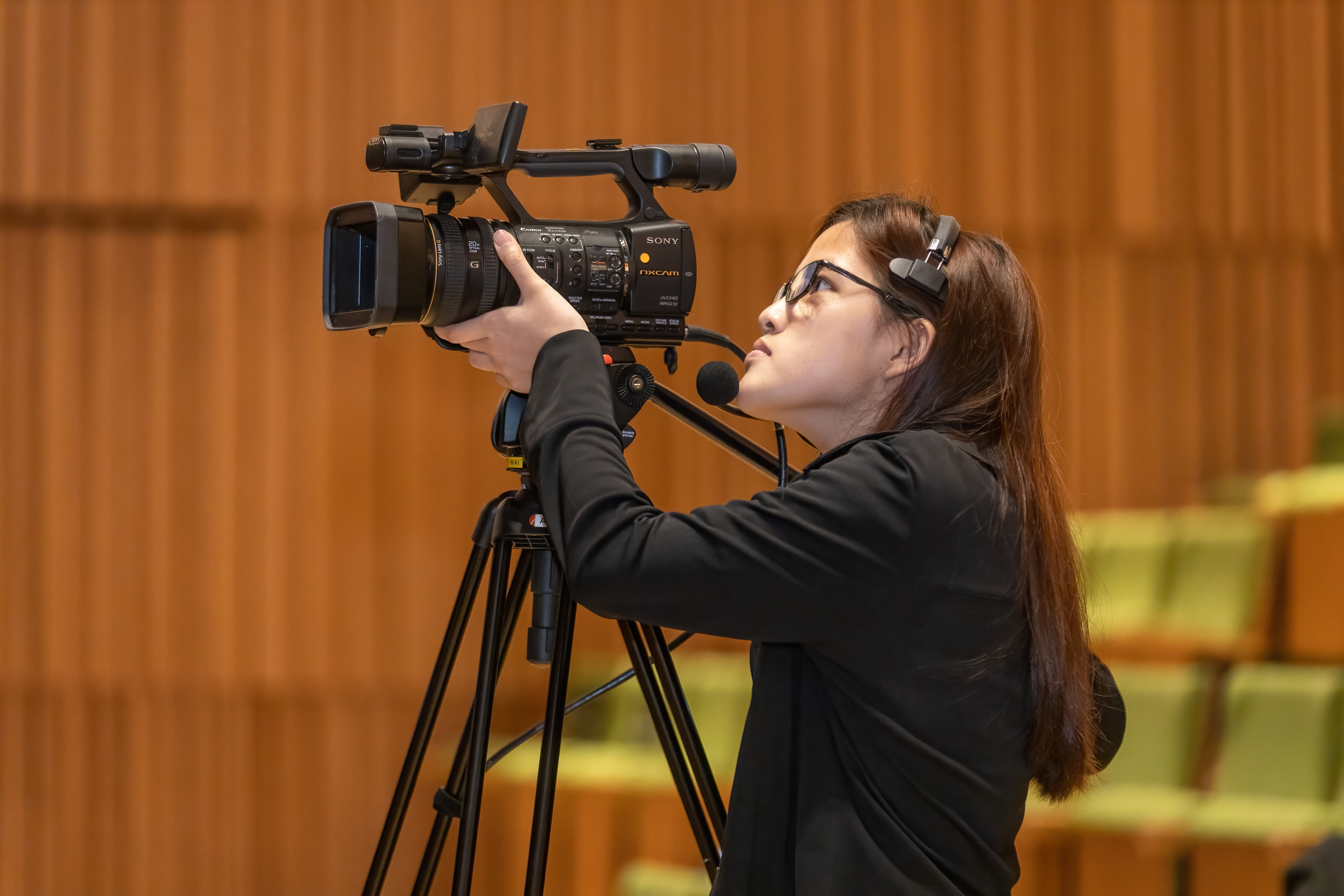HKUST student is controlling a video camera