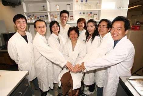 The research group led by Dr Hannah Xue (middle) is excited about the breakthrough discovery