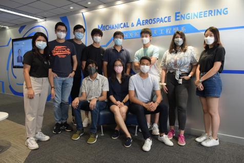 Prof. Rhea LIEM (front middle) and her students in front of HKUST’s Department of Mechanical & Aerospace Engineering.