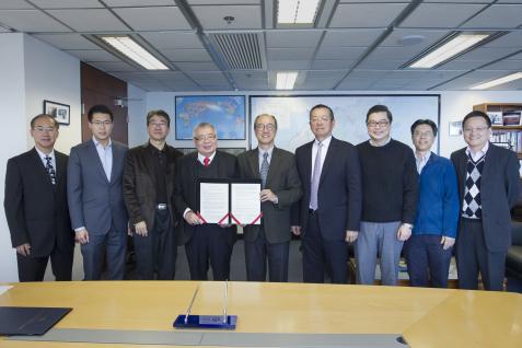  At the MoU signing ceremony: (from left) Mr Hung Chun-may; Mr Roland Wong, Alex Ng;  Shum Kar-ping; Tony F Chan;  Eden Y Woon;  Tam Kar-yan; Li Kin-yin; Ernest Chan