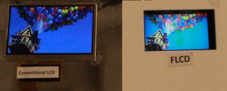  由科大開發的FLCD(右)，其解像度及色彩飽和度均較傳統LCD(左)優勝