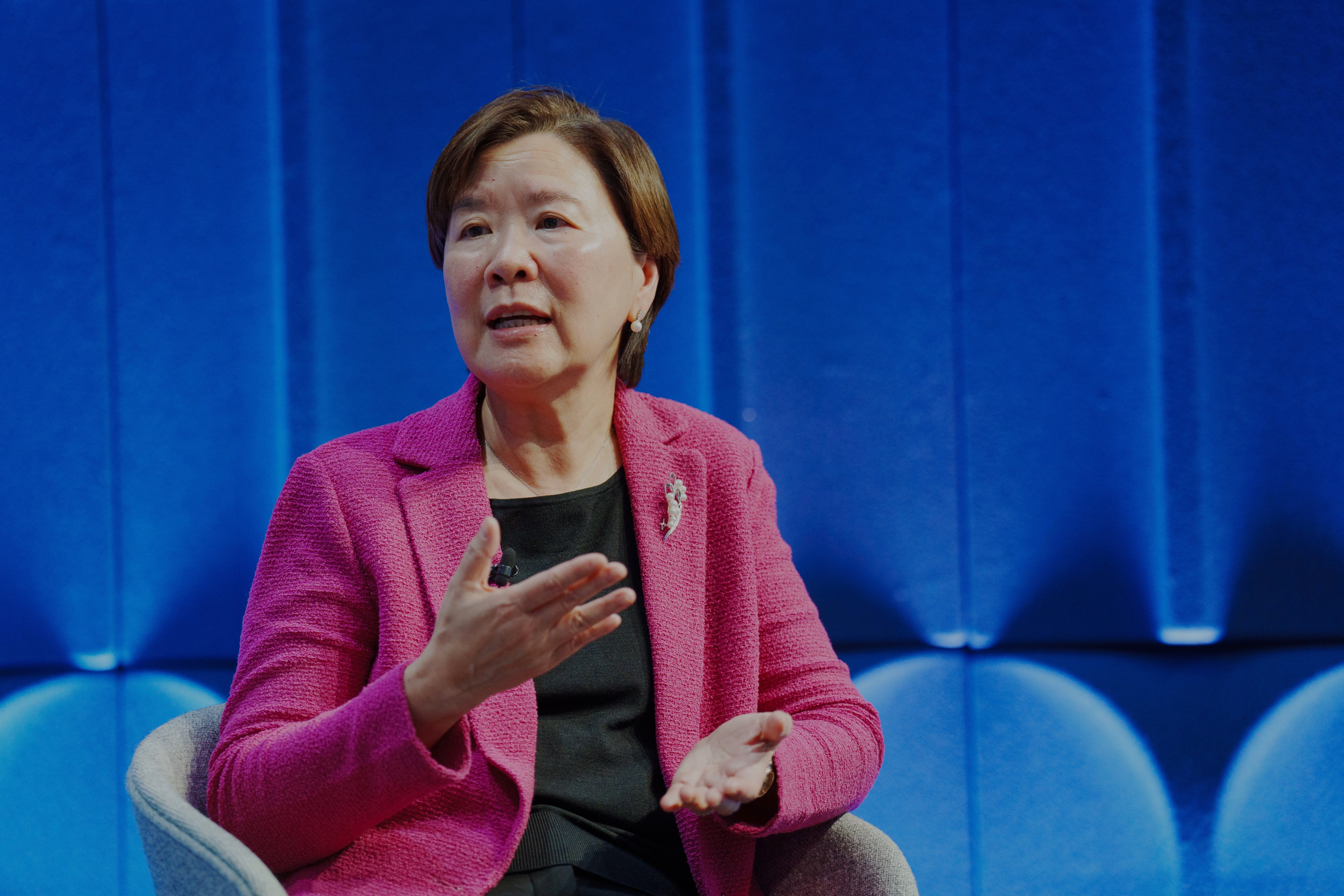 Prof. Ip shares her unique perspective in a panel on healthy aging. (Photo credit: The World Economic Forum) 