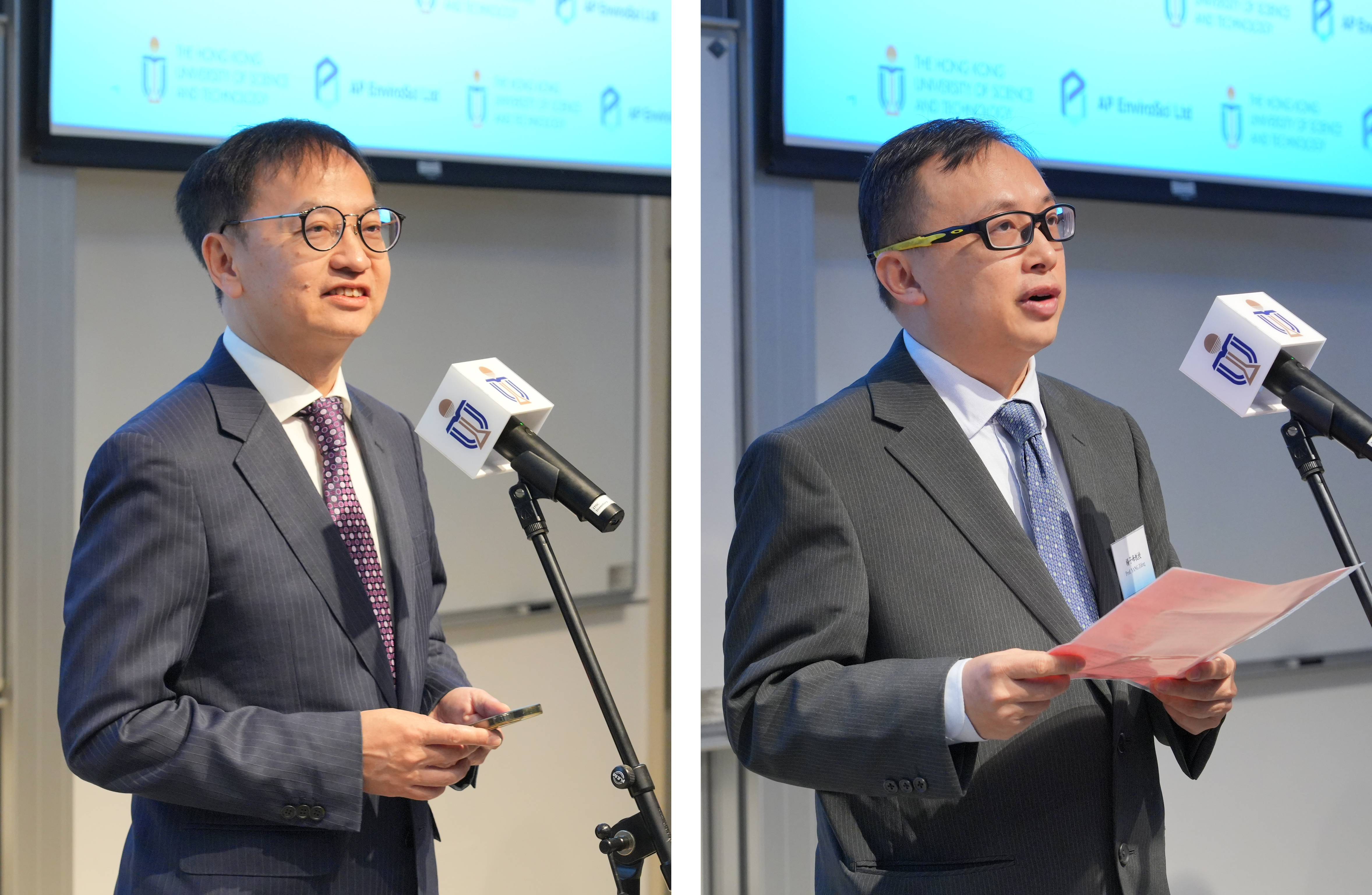 APEL主席钟伟强博士（左）及广州医科大学附属第一医院广州呼吸健康研究院副院长杨子峰教授（右）为活动致辞。