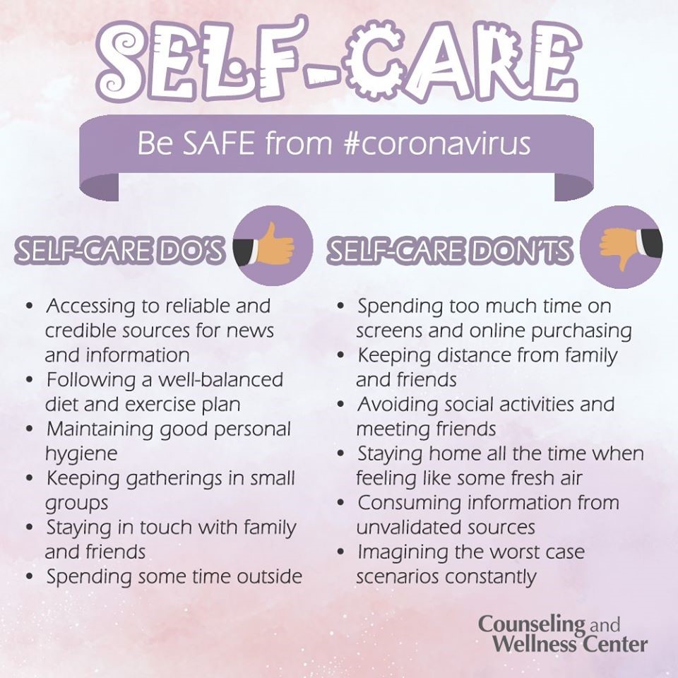 Self-care tips for coping with the coronavirus pandemic.