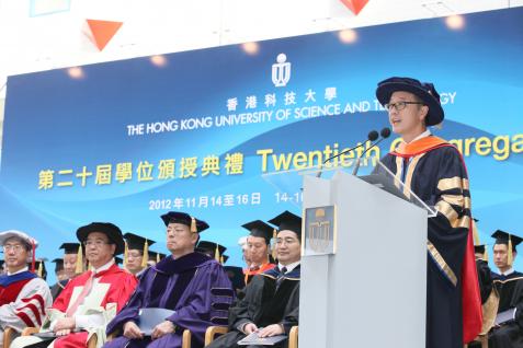 President Tony F Chan congratulates the graduates.