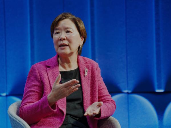 Prof. Ip shares her unique perspective in a panel on healthy aging. (Photo credit: The World Economic Forum) 