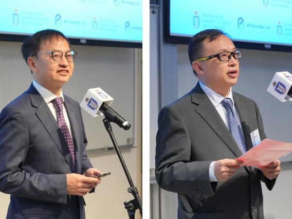 APEL主席鍾偉强博士（左）及廣州醫科大學附屬第一醫院廣州呼吸健康研究院副院長楊子峰教授（右）為活動致辭。